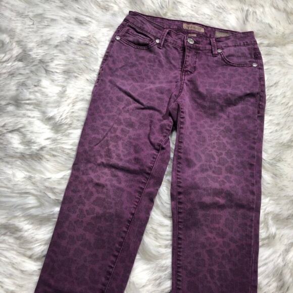 Nine West Vintage America Low Rise Purple Leopard Animal Print Jeans - Picture 3 of 8